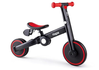 Hape Triciclo de Equilibrio Plegable Multifuncional 3 en 1, Ajustable Crece con el Niño, Desarrolla Balance y Coordinación, Color Rojo, E8468