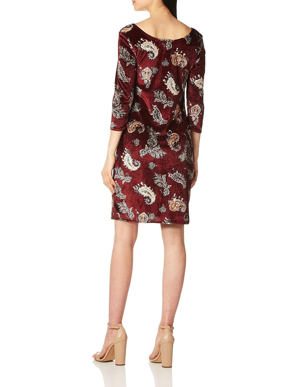 Star Vixen Petite 3/4 Slv Pinch Vfrt Str Velvet Bodycon Dress Vestido de Fiesta Informal Mujer
