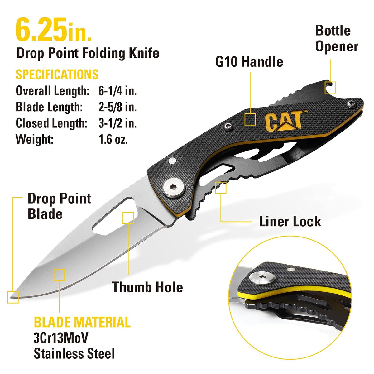 Cat 240125 - Juego de 3 herramientas multiherramienta, cuchillo y llavero multiherramienta 9 en 1