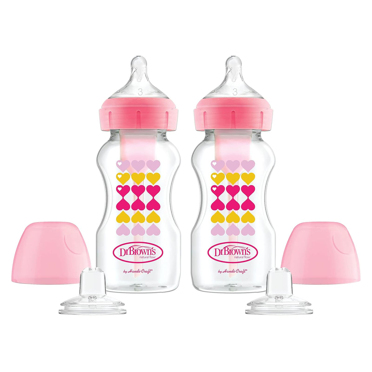 Dr. Brown's Options+ Kit de Iniciación Biberón a Vaso, 6+ Meses - Rosado - 1 Count (Pack of 2)