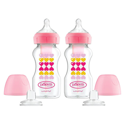 Dr. Brown's Options+ Kit de Iniciación Biberón a Vaso, 6+ Meses - Rosado - 1 Count (Pack of 2)
