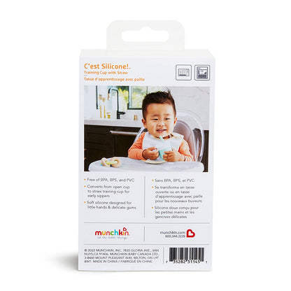 Munchkin C'est Silicona! Taza de entrenamiento abierta con popote para bebés y niños pequeños de 6 meses, 4 onzas, 1 paquete, coral