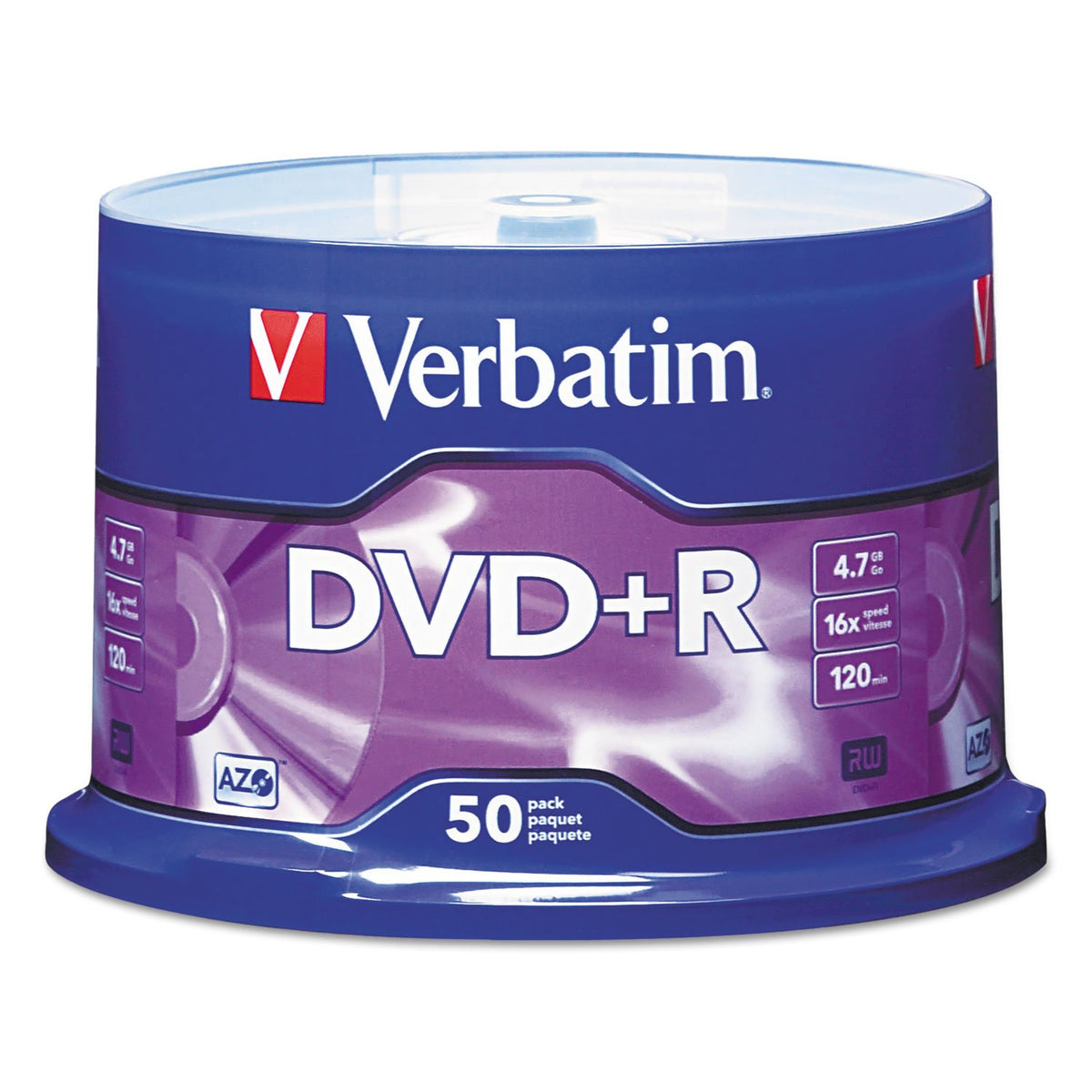 Verbatim DVD+R Grabable 52X 4.7GB Torre de Discos - 50pk Spindle