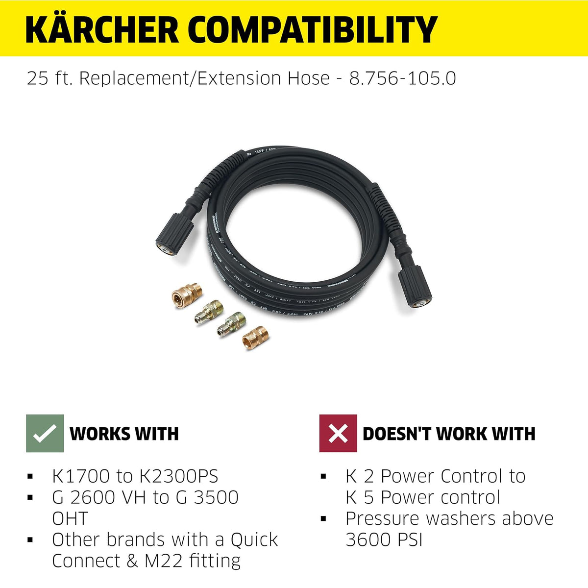 Karcher 8.756-105.0 Manguera de Repuesto de 762.50 cm para prensas eléctricas y de Gas