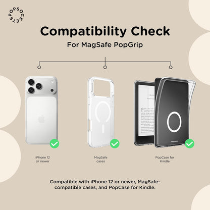 PopSockets - Empuñadura para teléfono MagSafe con Soporte, Soporte magnético, Parte Superior Intercambiable, sujeción Segura para iPhone MagSafe, teléfono y Tablet, Agarre Radial de alumbre Oliva