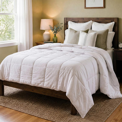 Nooz Edredón - Relleno de Duvet Essential de Microfibra Estilo Verano, Tamaño Individual. Edredón Acolchado con Plumón Alternativo, Ideal para épocas de Poco frío o Calor. Color Blanco