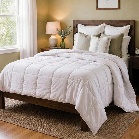 Nooz Edredón - Relleno de Duvet Essential de Microfibra Estilo Verano, Tamaño Individual. Edredón Acolchado con Plumón Alternativo, Ideal para épocas de Poco frío o Calor. Color Blanco