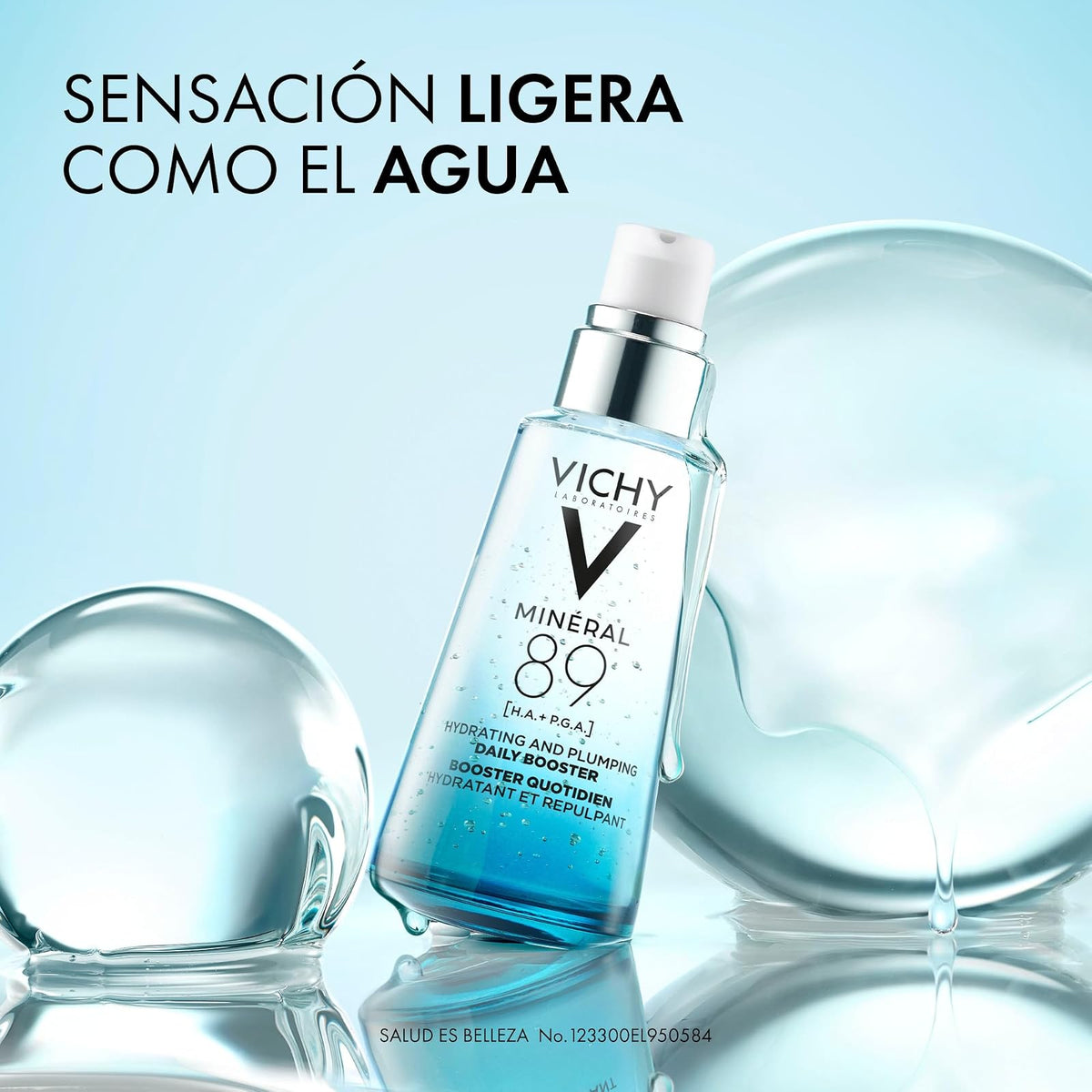 Vichy Minéral 89 Booster Sérum Hidratante Uso Diario Dermatológico 50ml | Hidrata, Rellena, Protege y Fortalece la Barrera Cutánea, con Ácido Hialurónico y Poliglutámico, Todo Tipo de Piel