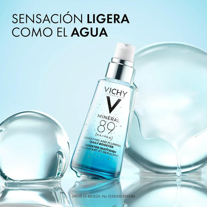 Vichy Minéral 89 Booster Sérum Hidratante Uso Diario Dermatológico 50ml | Hidrata, Rellena, Protege y Fortalece la Barrera Cutánea, con Ácido Hialurónico y Poliglutámico, Todo Tipo de Piel
