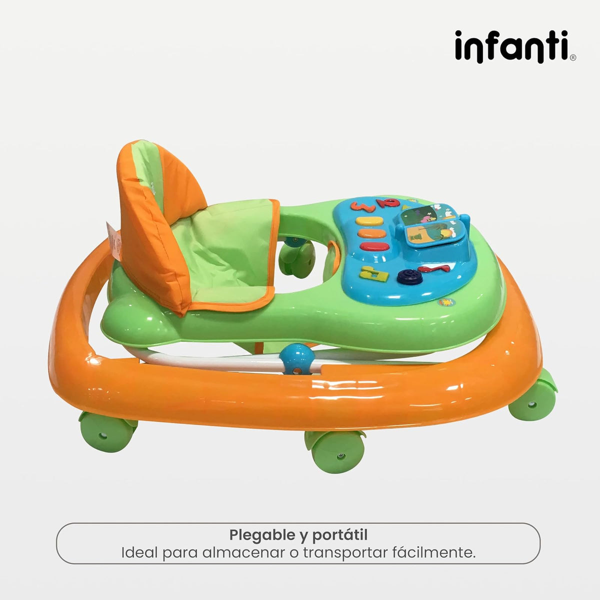 INFANTI | Andadera para Bebé MY LITTLE STEPS | Facil Plegado con 3 Alturas Ajustables | Color Naranja