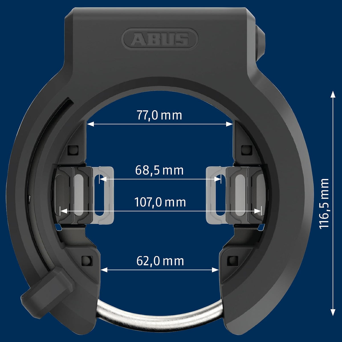 ABUS Candado de Cuadro 6950M XPlus™ Granit™ - para Todos los Cuadros de Bicicleta habituales - Ajustable universalmente - inmovilizador para - Variante NR