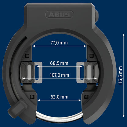 ABUS Candado de Cuadro 6950M XPlus™ Granit™ - para Todos los Cuadros de Bicicleta habituales - Ajustable universalmente - inmovilizador para - Variante NR