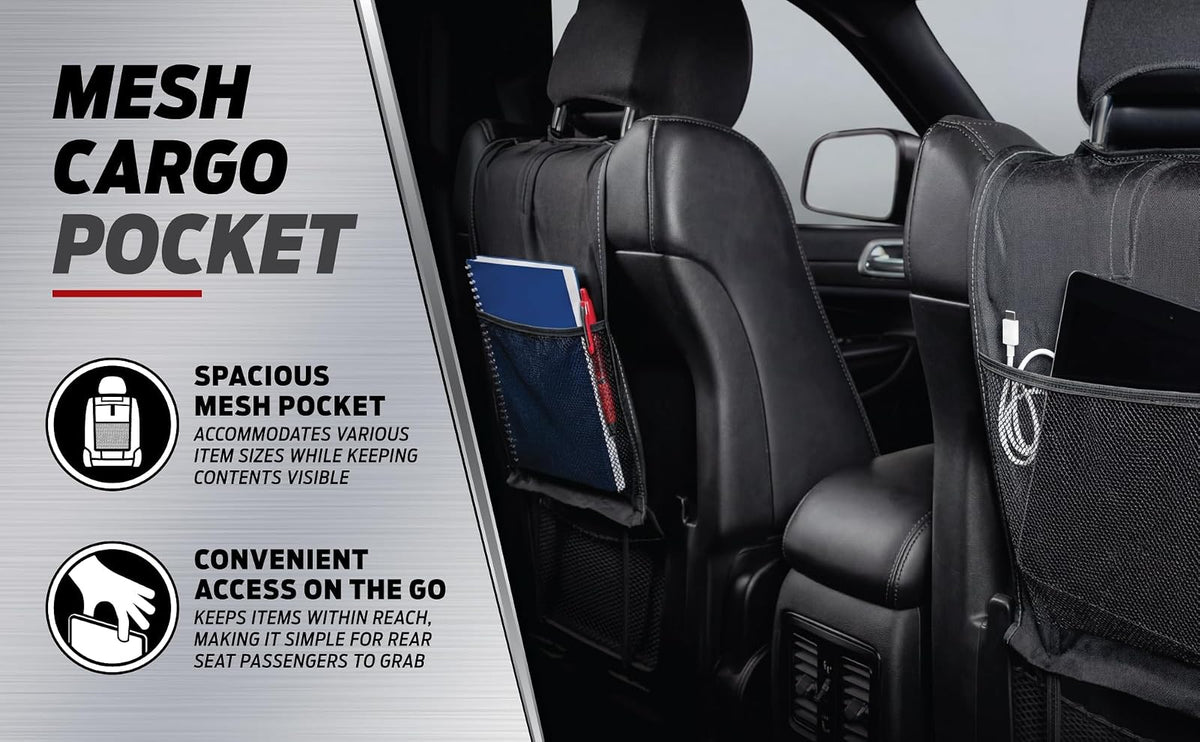Plasticolor 008626R01 - Funda de Asiento de Lujo Compatible con el Logotipo Bordado de Chevrolet, Costuras de Alto Contraste, 3 Piezas, sin Laterales, Color Negro