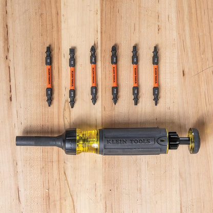 Klein Tools 32313HD Destornillador de matraca, herramienta de impacto 13 en 1, con 6 puntas de doble extremo y destornillador de tuerca de 0.6 cm