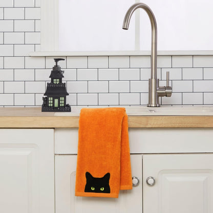 SKL Home - Juego de Toallas de Mano Bordadas 100% algodón, 2 Piezas, Decorativas para baño/Cocina/Bar y Regalo, Color Naranja
