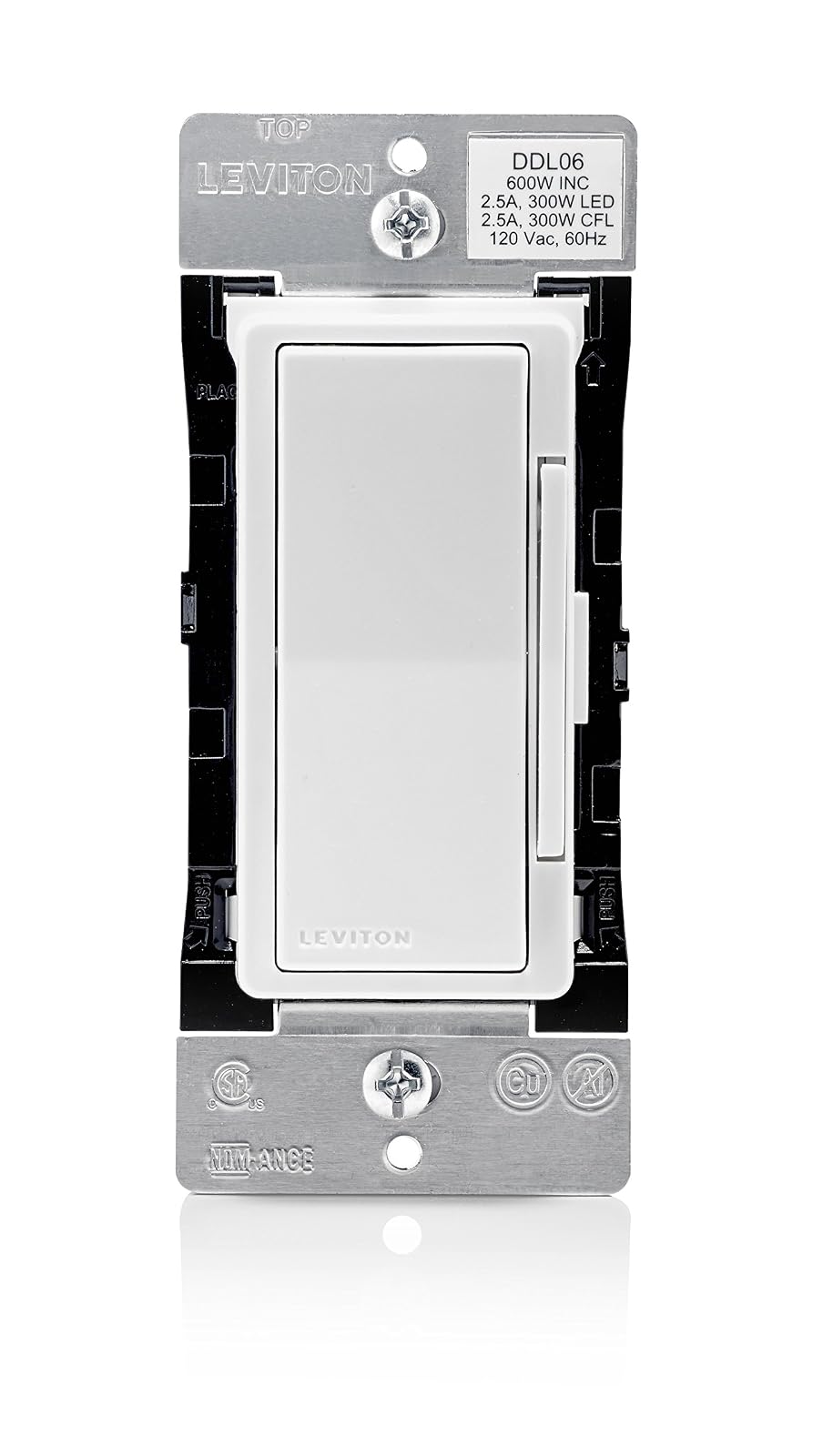 Leviton DDL06-1LZ Decora Digital Dimmer 300-Watt LED and CFL/600-Watt Incandescent and Halogen