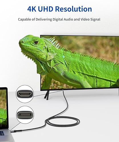 Jsaux Cable Displayport a Hdmi 4K 10 Ft Trenzado Nylon | diseno portatil para uso diario, viajes, oficina y accesorios de gaming