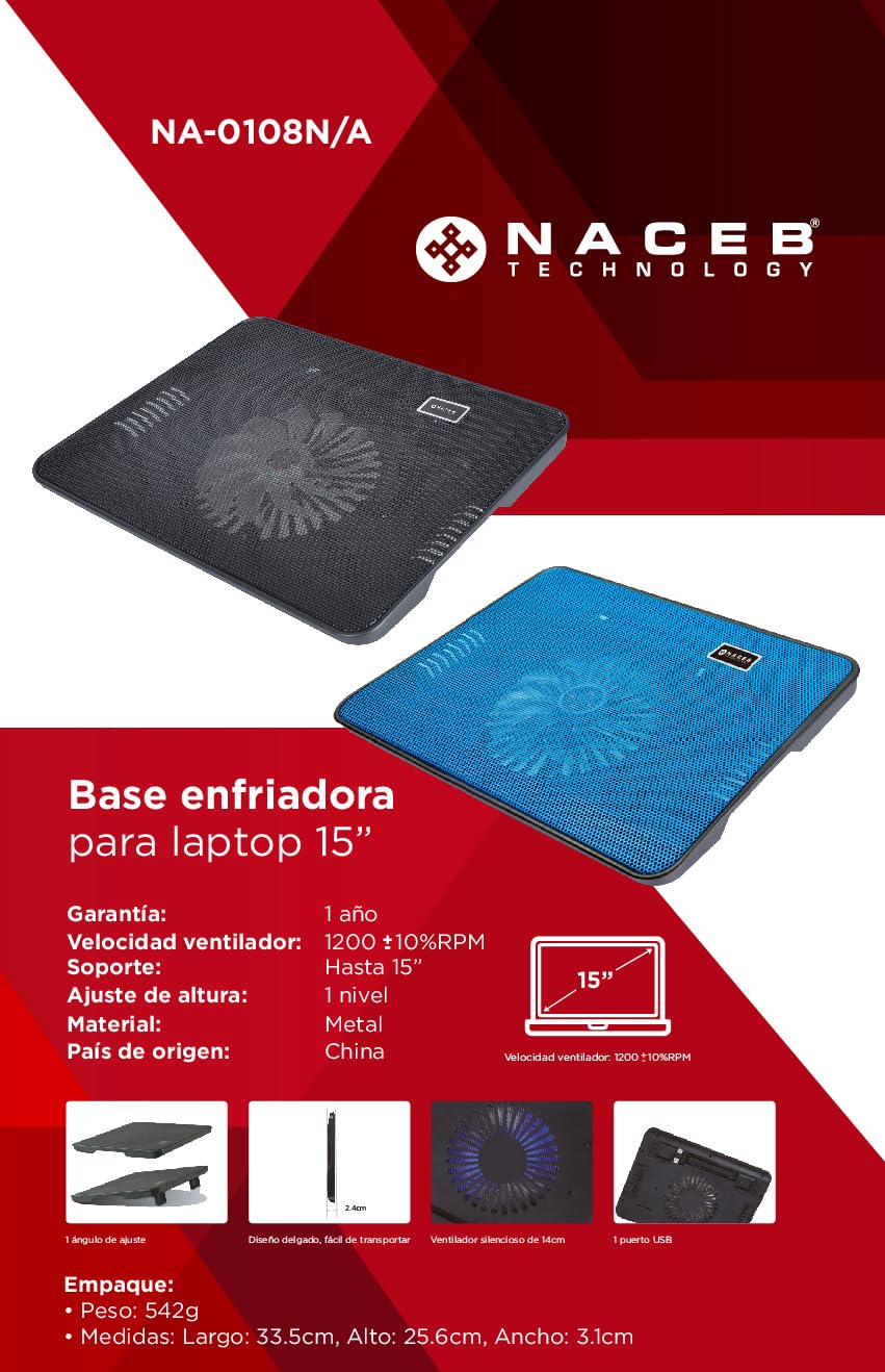 Naceb Base enfriadora Technology NA-0108N (Azul)