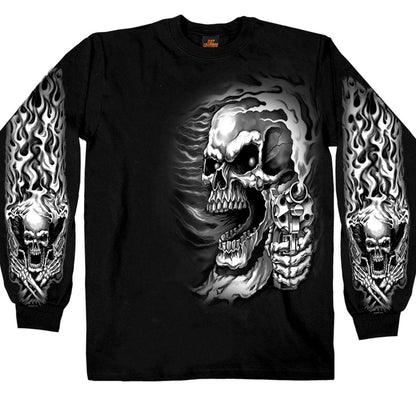 Hot Leathers Motocicleta GMD2076 Assassin - Camisa de Manga Larga para Hombre, Color Negro, Talla L - Negro - - G