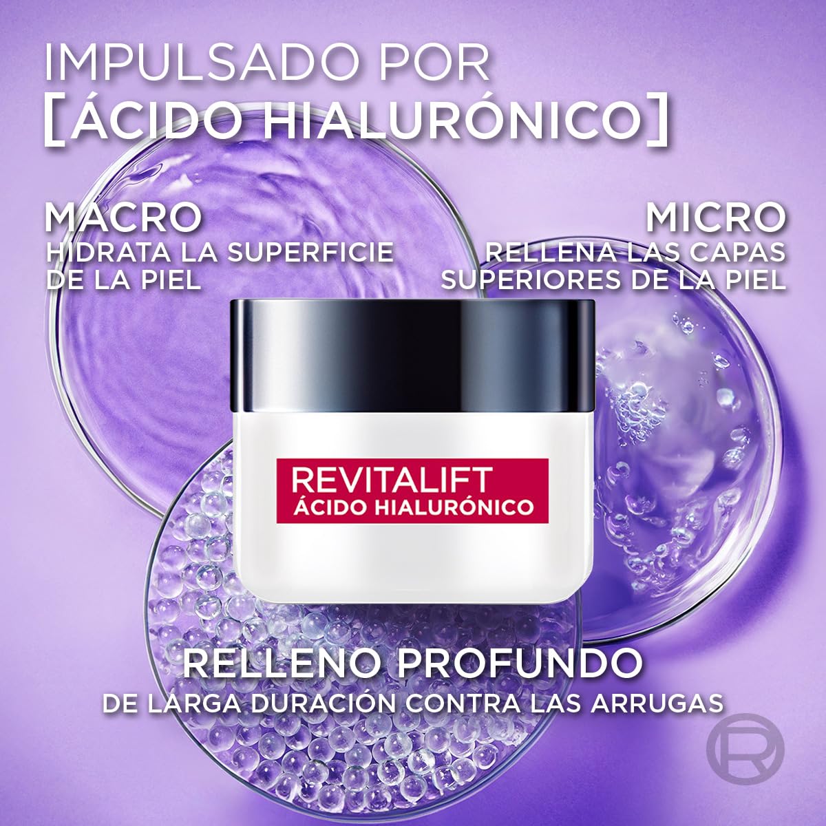 L'Oreal Paris Revitalift Ácido Hialurónico Crema de Día Hidratante, Hidrata Intensamente y Rellena Líneas de Expresión, 50 ml.