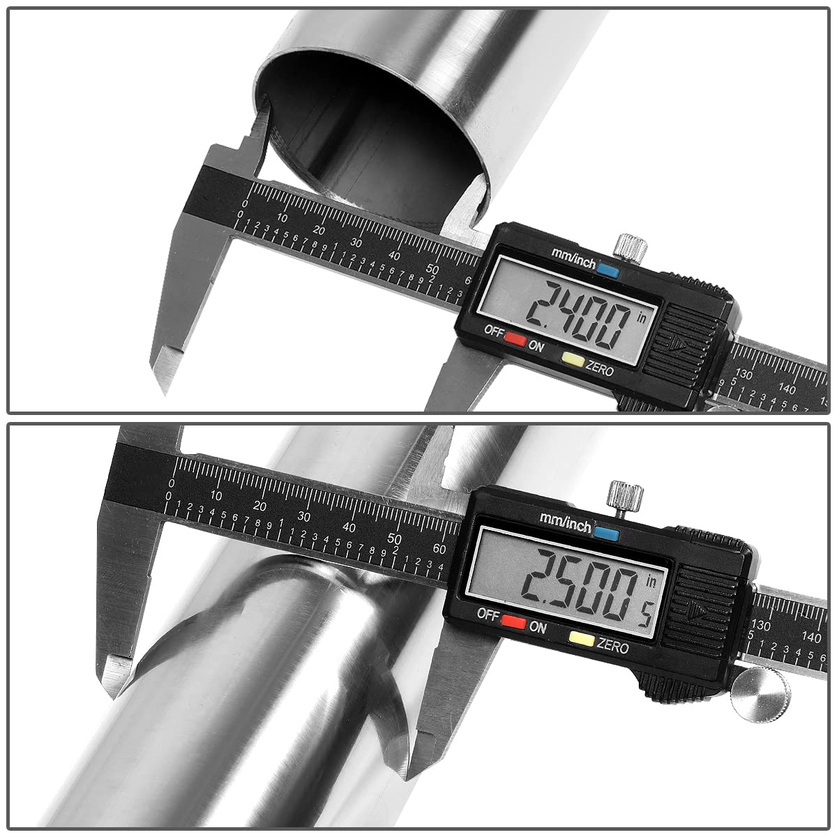 DNA MOTORING ZTL-25SS-8P Juego de 8 Piezas de Tubo de Escape de Acero Inoxidable de 2.5 Pulgadas, Recto y en U, Ajuste Universal