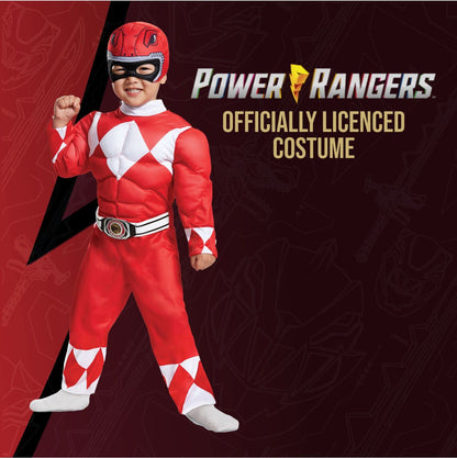 Disfraz de Red Ranger para niños pequeños, rojo, mediano/(3T-4T)