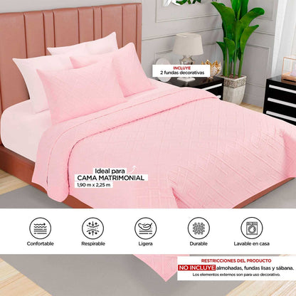 Providencia Edrecolcha Matrimonial Liso Color Rosa