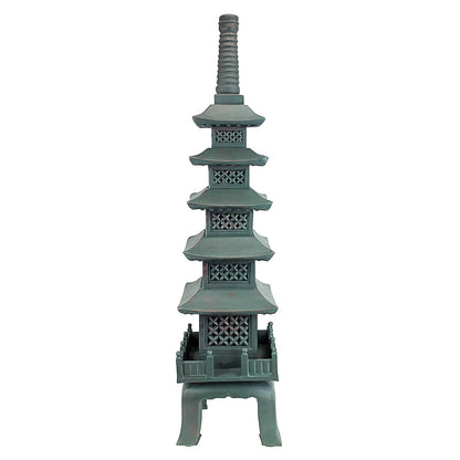 Design Toscano The Nara Temple Pagoda Asian Decor Garden Statue, Large 28 Inch, Polyresin, Verdigris Green Bronze