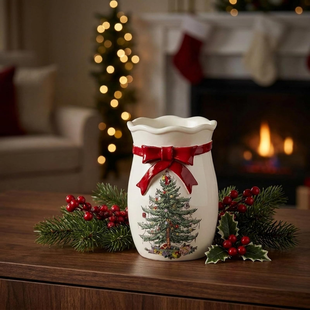 Avanti Linens Spode - Vaso de Resina, Accesorios de baño, decoración del hogar de día Festivo, colección de árbol de Navidad