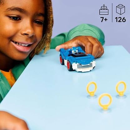 LEGO Sonic The Hedgehog Sonic: Speedster Lightning – Juguete de Construcción de Auto de Carreras – Vehículo con Minifigura de Sonic para Niños y Niñas de 7 Años o Más – 77117