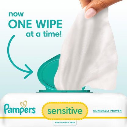 Toallitas de bebé, Pampers sensibles a base de agua, hipoalergénicas y sin perfume, 9X paquetes Pop-top, 504 toallitas totales (el embalaje puede variar)