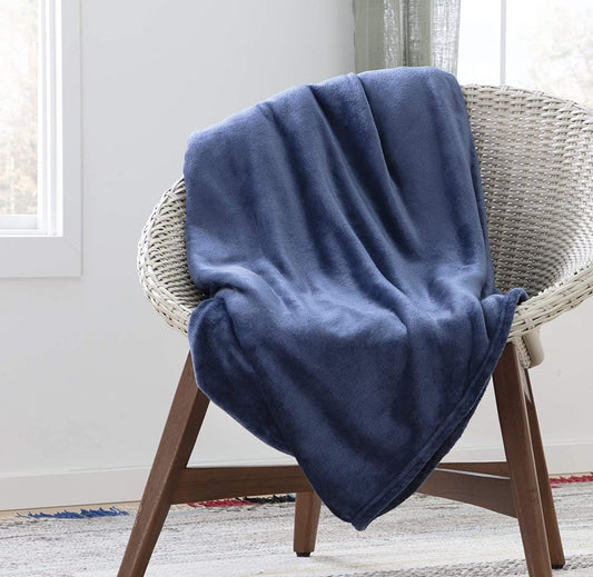 Linenspa Cobija de Franela - Cobija Ultrasuave y Transpirable - Disponible en Varios Colores - Azul Marino