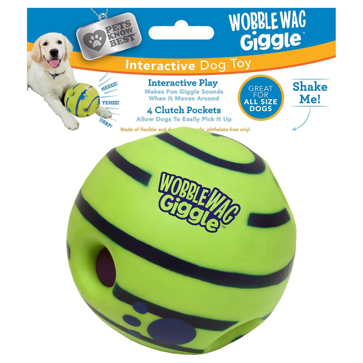 Wobble Wag Giggle Pelota Interactiva para Perro, con Sonido de Risa - Original - Pelota