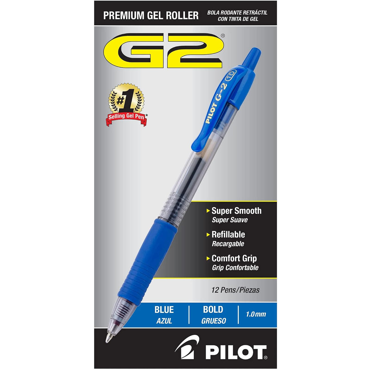 Pilot G2 Bolígrafos Retráctiles de Tinta de Gel Premium - Azul - Paquete de 12 piezas