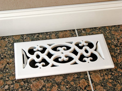 Accord Rejilla plástico para piso con diseño victoriano, Tradicional, 4" x 14", Blanco