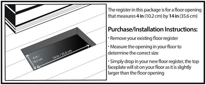 Decor Grates PL414-TA - Registro de piso, 4 x 14 pulgadas, color gris pardo