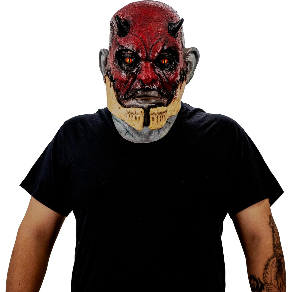 Ghoulish Productions Máscara De Látex Cracked Evil, Accesorio Látex Cosplay Demonio Rojo, Disfraz Aterrador para Halloween y Fiestas Temáticas, Cosplay Monstruo Maldito, Diseño Artesanal