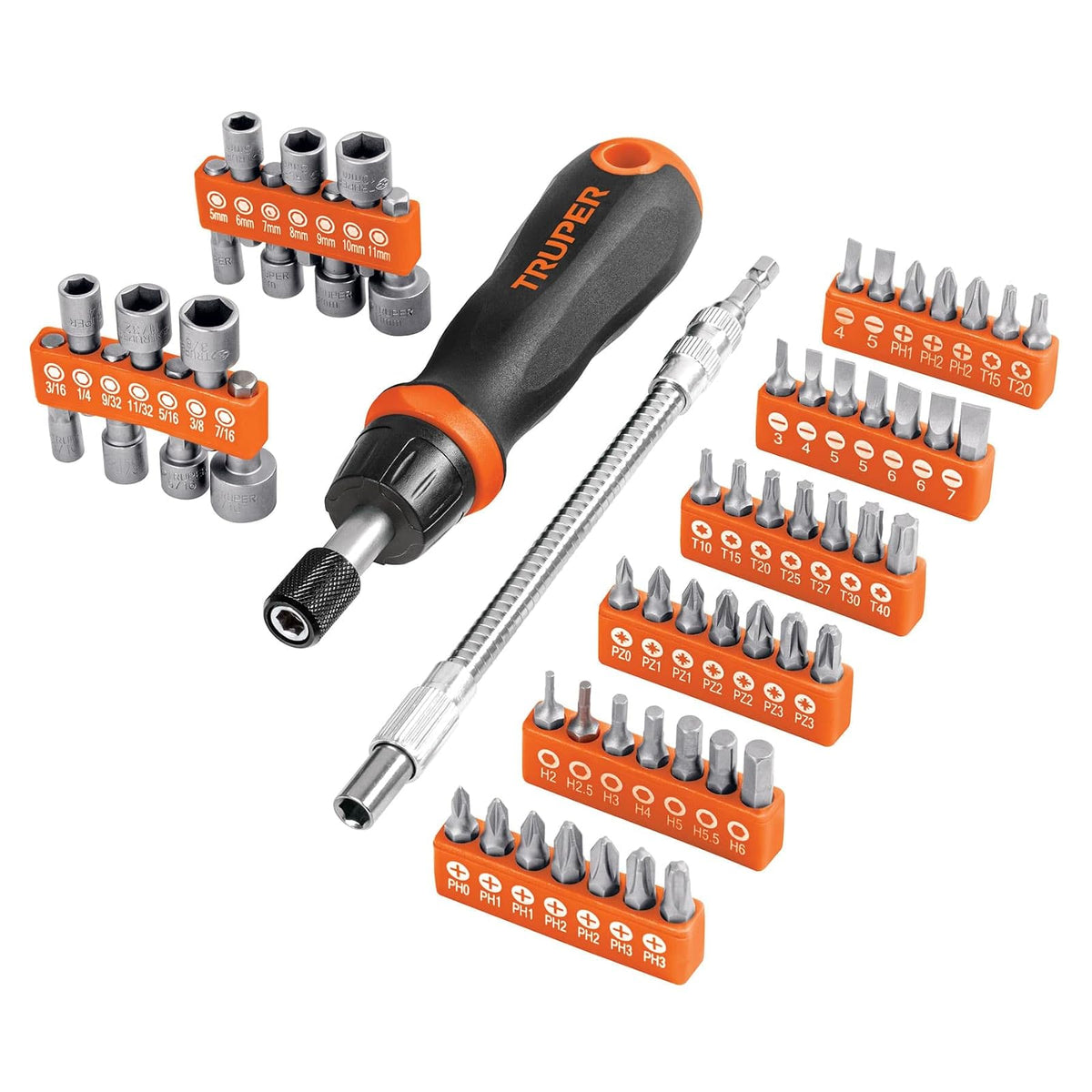 Truper JDM-58, Desarmador tipo matraca con 42 puntas y 14 dados