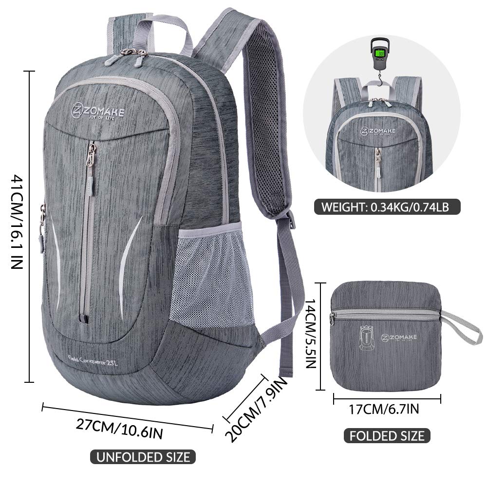 ZOMAKE Mochila de senderismo pequeña, 25 l, ligera, mochila de viaje, plegable, para mujeres y hombres, Mochilas de viaje, Azul oscuro, Pequeño