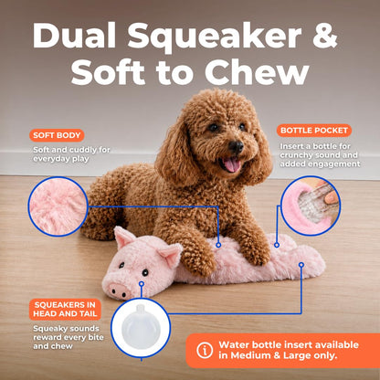 Best Pet Supplies - Juguete de Piel Divertida 2 en 1 para Perro, sin Relleno, tamaño Mediano