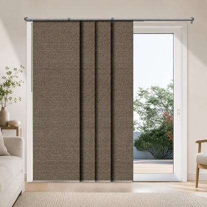 Chicology Persiana Vertical Divisora de Habitación, Tejido Natural - Adjustable Track Width X 96"H - Tejido trufa (tejido natural).