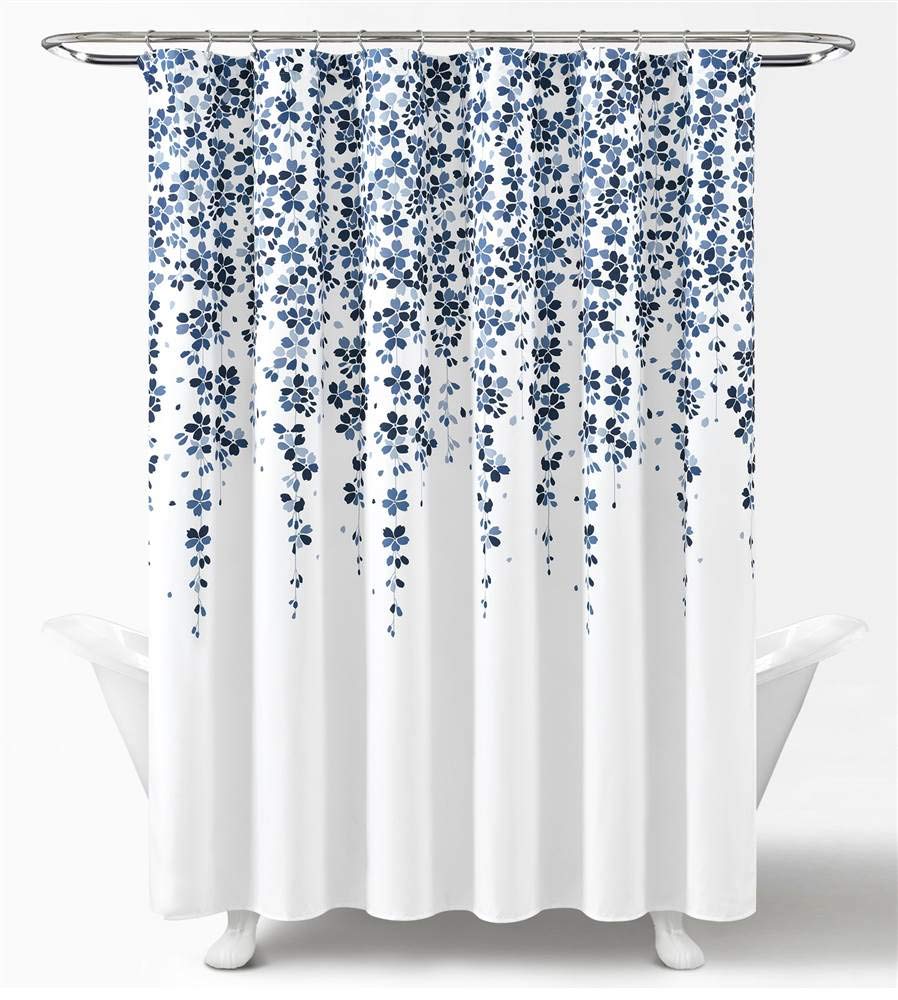 Lush Decor - Cortina de Ducha de Flores lloradas, 72 Pulgadas de Ancho x 72 Pulgadas de Largo, Azul Marino y Azul