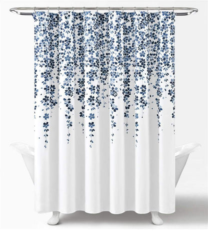 Lush Decor - Cortina de Ducha de Flores lloradas, 72 Pulgadas de Ancho x 72 Pulgadas de Largo, Azul Marino y Azul
