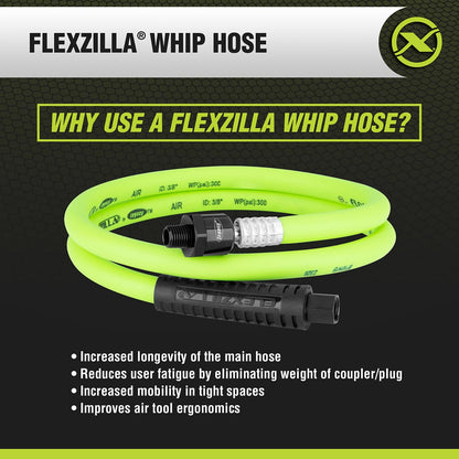 Flexzilla HFZ3804YW2B Manguera de Aire Giratoria 3/8 Pulgadas x 4 Pies, Híbrido, Verde Claro