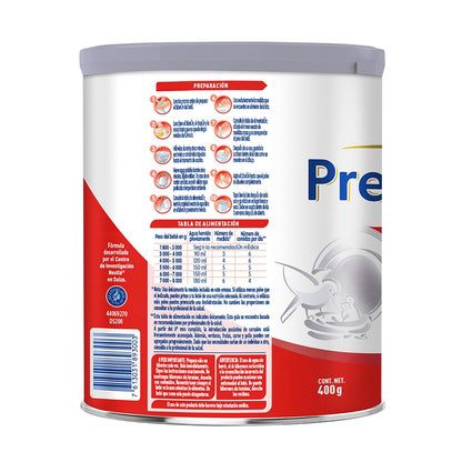 Pre NAN Fórmula Para Lactantes, Con Hierro, 0 a 12 Meses, Lata de 400 g