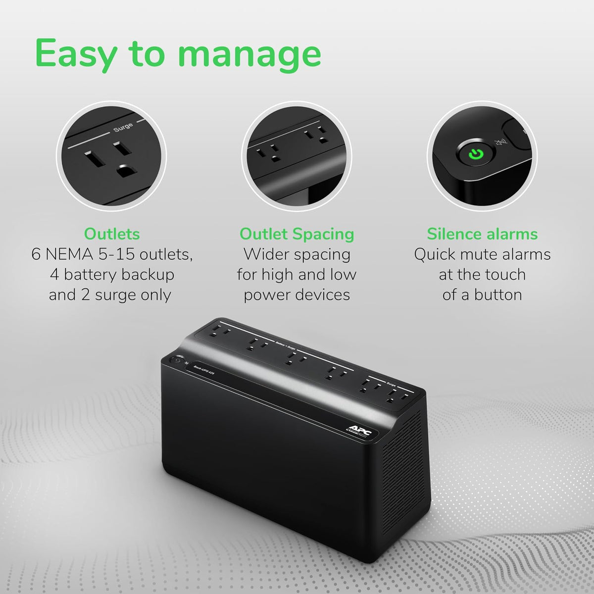 APC Unidad Back-UPS con 6 Tomas de Salida, 425 VA 120 V
