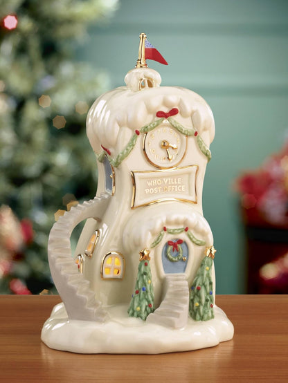 Lenox 750113 Who-Ville - Figura de Oficina Postal | Porcelana con detalles de oro de 24 quilates | Tamaño de 17,8 x 11,4 x 12,06 cm | Regalo coleccionable para fans de grinch |