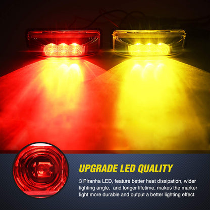 Nilight 10PCS 3 Led Trailer Light 3.9 Inch Front Rear Side Marker Clearance Indicator Lamps Waterproof Sealed Surface Mounted for 12V RV Truck Trailer Camper