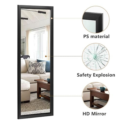 MIRUO Full Length Mirror, 44" x 16" Wall-Mounted Mirror, Mirror for Wall, Polystyrene Frame Dressing Mirror, Hanging or Leaning Against Wall for Bedroom, Living Room, Entryway, Black (No Stand)