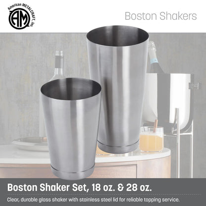 American Metalcraft BSSET Boston Shaker Set 18 Oz Y 28 Oz | Juego de coctelera, acero inoxidable, pesado